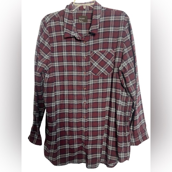 Free Press Nordstrom Long Sleeve Button Down Flannel Top Size Large - Picture 1 of 10